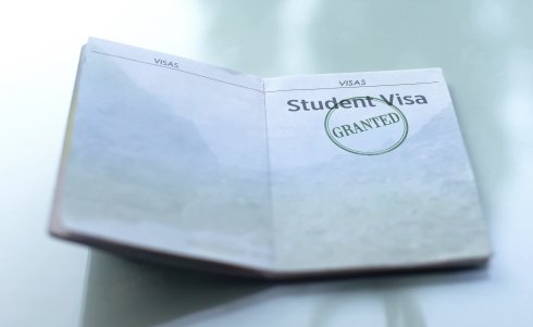 student visa with a "granted" stamp